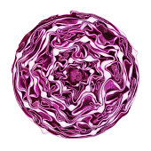 Red cabbage portion on white