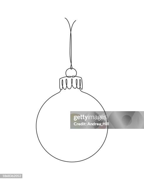 weihnachtsbaum ornament einzeilige zeichnung - weihnachtskugel stock-grafiken, -clipart, -cartoons und -symbole