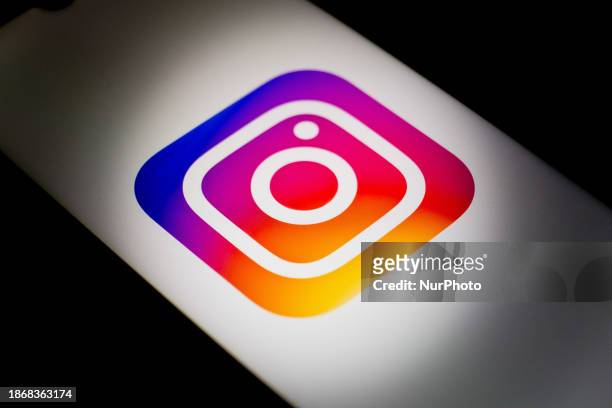 The Instagram logo is being displayed on a smartphone screen in Athens, Greece, on December 22, 2023.