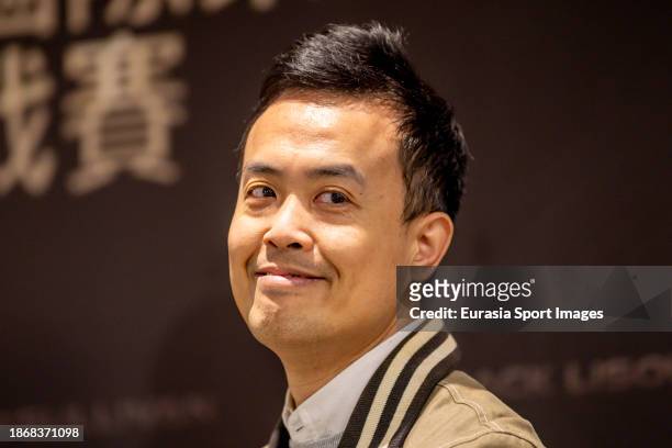 Marco Fu of Hong Kong reacts during the 2024 Hong Kong Snooker All-Star Challenge Press Conference at Hotel ICON on December 23, 2023 in Hong Kong,...
