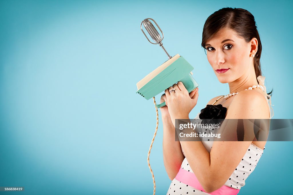 Retro Gal With Attitude, Holding Vintage Electric Mixer