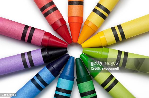 bright colorful crayons - crayon stock pictures, royalty-free photos & images