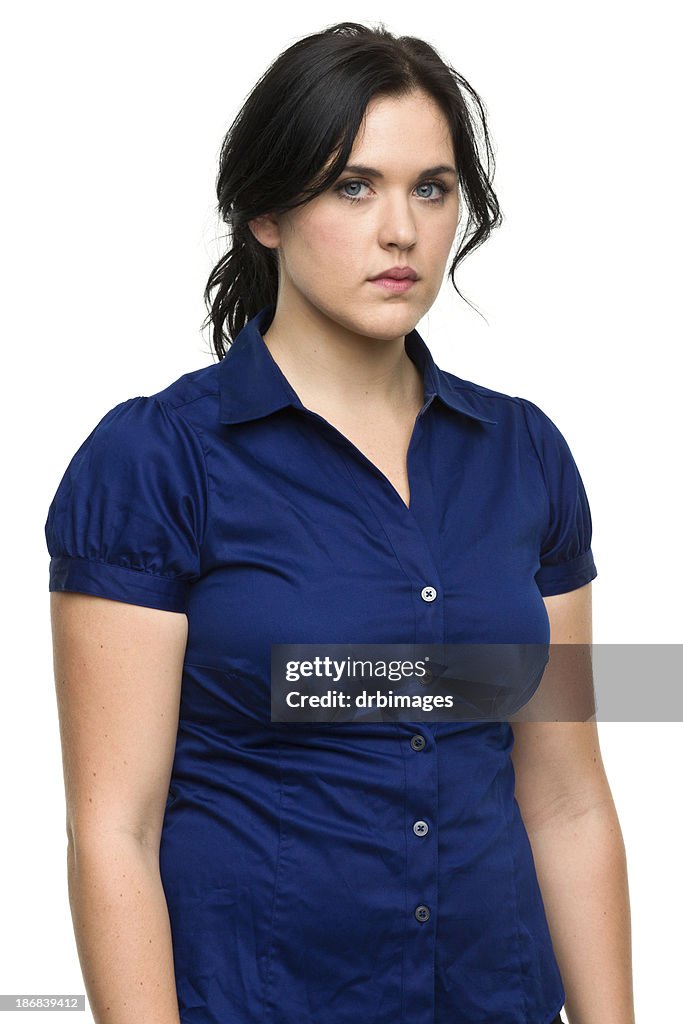 Serious Young Woman Staring At Camera