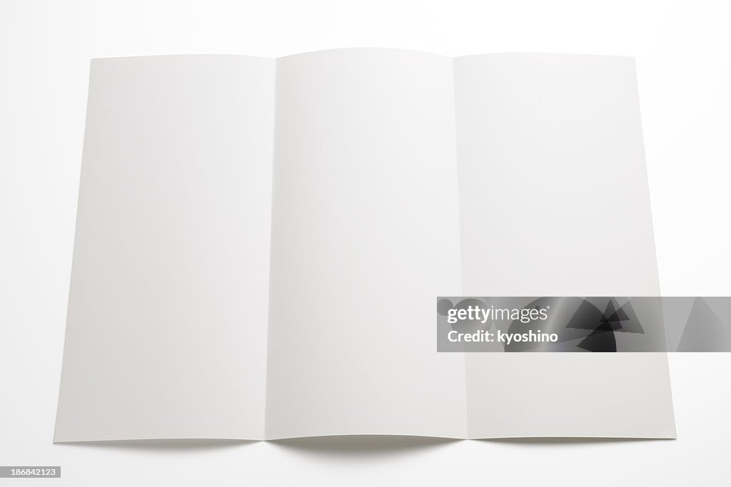 Isolated shot of blank booklet on white background