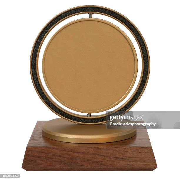 brass corporate trophy - trophy plaque stock pictures, royalty-free photos & images