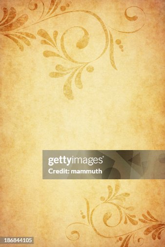 Antigo papel com calligraphic cantos florais Antigo papel com calligraphic cantos florais