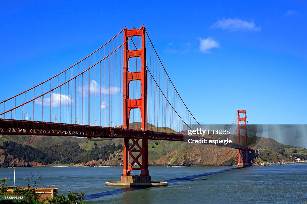 An afternoon shot of the Golden Gate Bridge in San Francisco