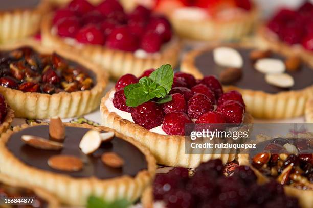 tempting pastries and pies - tart dessert stock pictures, royalty-free photos & images