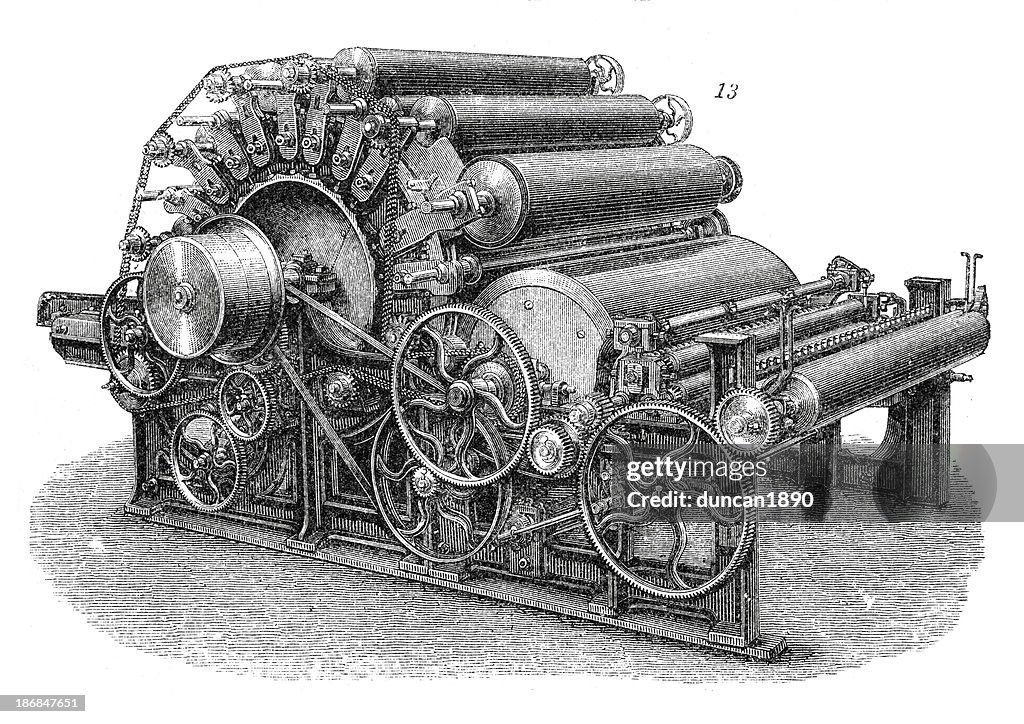 Textile Machine Invention Retro Machinery Textile Machine High-Res Vector Graphic - Getty Images