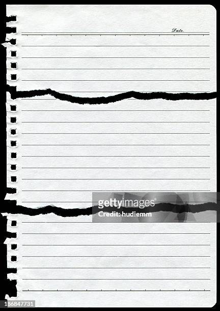 torn notebook page paper background textured - lined paper stock pictures, royalty-free photos & images
