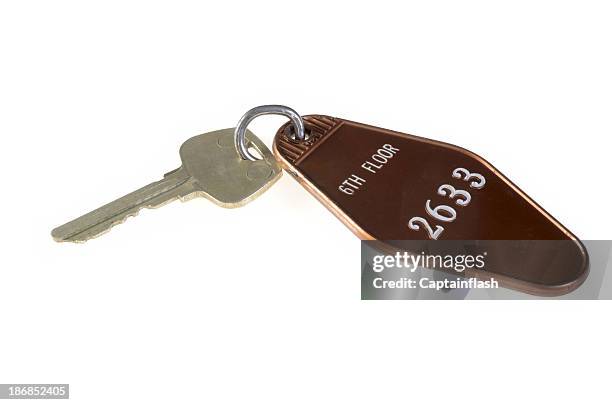 hotel key - sleutelboshanger stockfoto's en -beelden