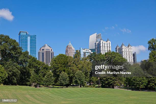 atlanta skyline from the park - atlanta georgia skyline stock pictures, royalty-free photos & images