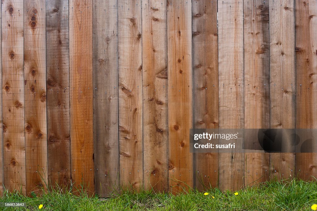 Wooden fence with grass