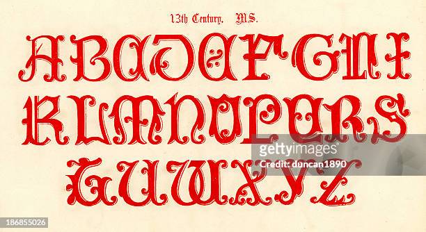 13th century style alphabet - b m stock illustrations