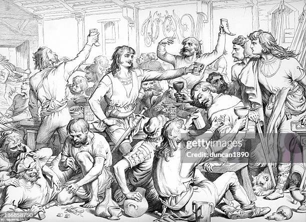 hereward the wake - drinking stock illustrations stock illustrations