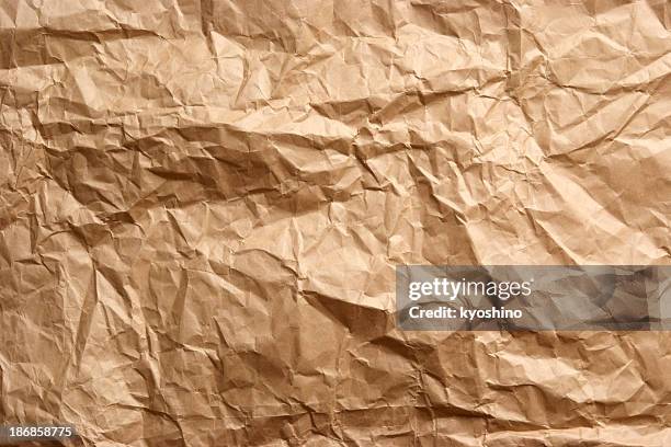 crumpled brown paper texture background - compact stock pictures, royalty-free photos & images