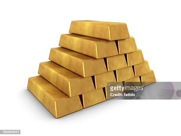 gold pyramid - gold bars stock pictures, royalty-free photos & images