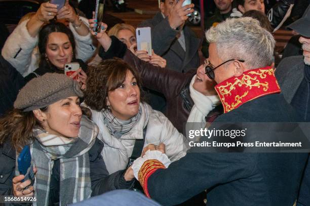 Alejandro Sanz arrives at the Barcelo Theater to celebrate his 55th birthday with a party set in the musical Moulin Rouge, on December 19 in Madrid,...