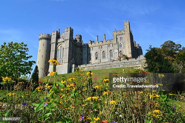 arundel castle spring with flowers - sussex stock pictures, royalty-free photos & images