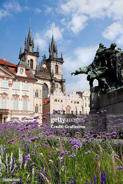 prague czech republic old town square with týn church - prague old town square stock pictures, royalty-free photos & images