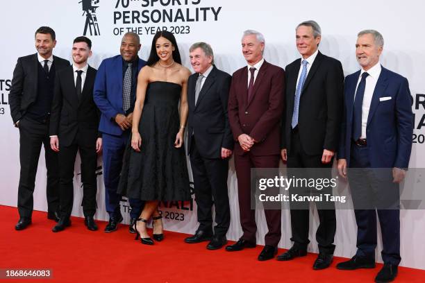 Tim Sherwood, Andy Robertson, John Barnes, Katarina Johnson-Thompson, Kenny Dalglish, Ian Rush, Alan Hansen and Graeme Souness attend the BBC Sports...