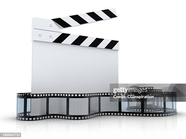 director slate with spiral film - clapperboard stock pictures, royalty-free photos & images