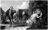 William Shakespeare: Malvolio (Twelfth Night) (Engraved illustration)
