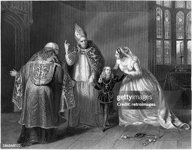 william shakespeare: queen elizabeth, duke of york (richard iii) (illustration) - elizabeth i stock illustrations