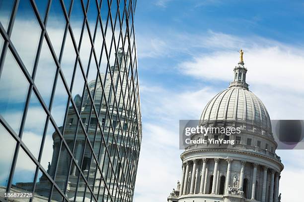 usa government and business cooperation, partnerships at wisconsin state capitol - federal state stock pictures, royalty-free photos & images