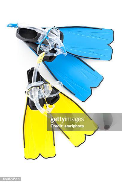 two snorkel sets - snorkling gear stock pictures, royalty-free photos & images