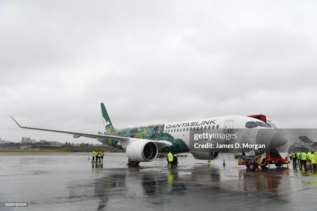 First Qantas Airbus A220 Aircraft Lands At Sydney Airport