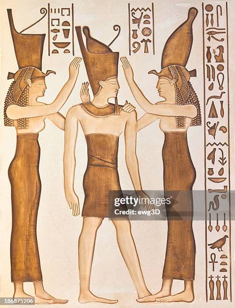 egyptian hieroglyphs - anubis stock illustrations