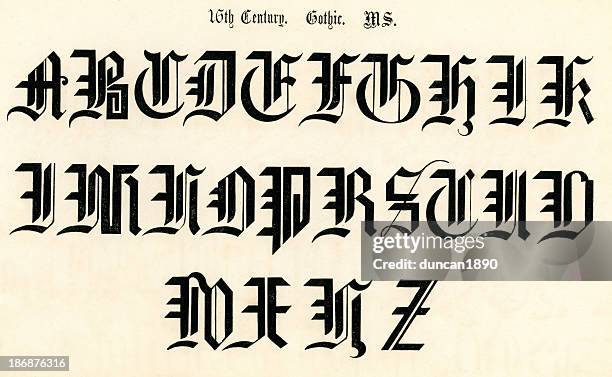 16th century gothic style alphabet - letter r stock illustrations