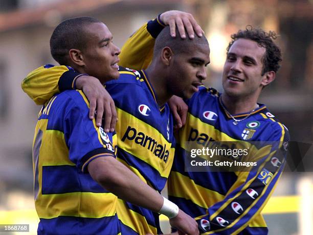 Adriano of Parma celebrates scoring during the Serie A match between Parma and Lazio, played at the Ennio Tardini Stadium, Parma, Italy on March 23,...