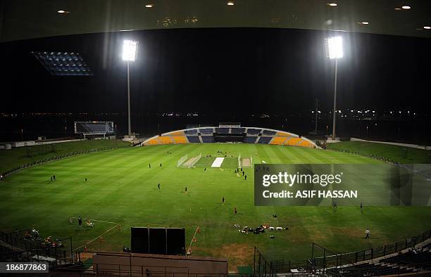 General view shows the Sheikh Zayed cricket stadium in Abu Dhabi on November 4, 2013. Pakistan will face South Africa in the third match in Abu Dhabi...