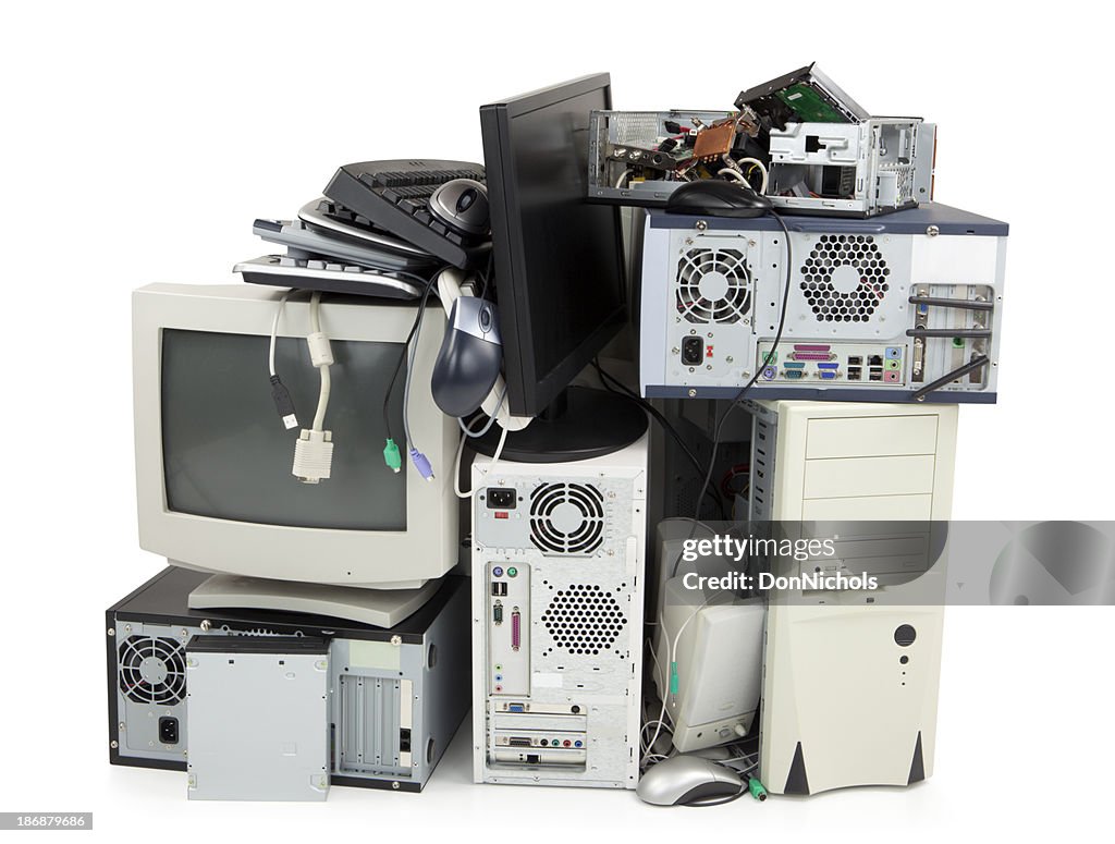 Veraltet computer und Elektronik-Ausstattung für recycling