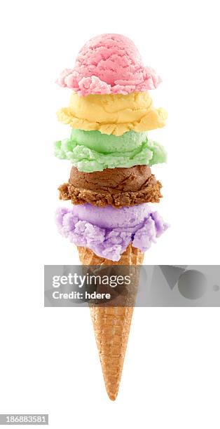 tower of ice cream - ice cream cone stock pictures, royalty-free photos & images