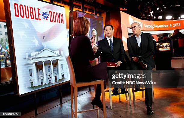 Political journalists Mark Halperin and John Heilemann appear on NBC News' "Today" show on November 4, 2013 --