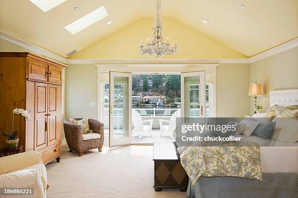 master bedroom - french doors stock pictures, royalty-free photos & images