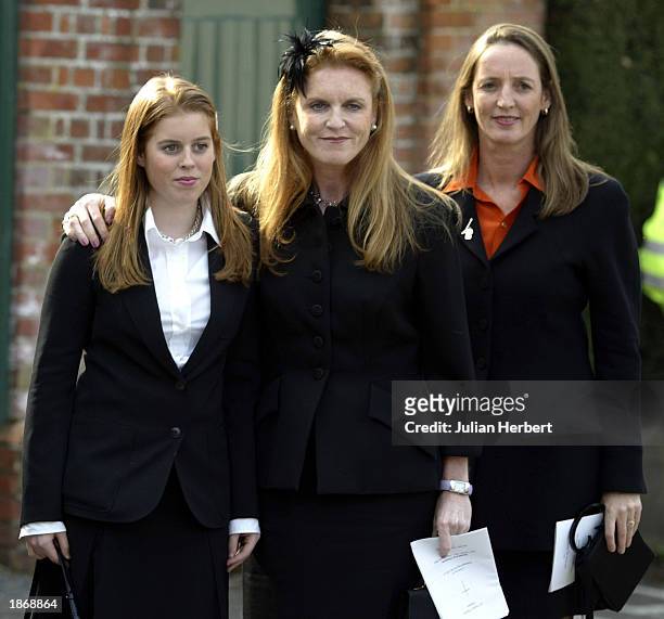 Princess Beatrice, The Duchess of York Sarah Ferguson and her sister Jane Luedeckee at All Saints Church, Odiham, Hampshire, England for a...