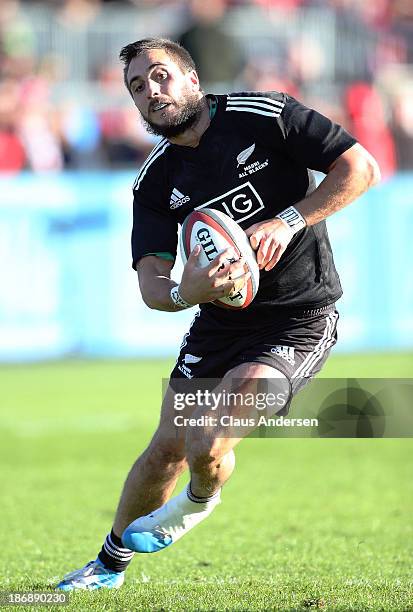 Andre Taylor of the New Zealand Maori All Blacks plays against Team Canada during the AIG Canada exhibition game at BMO Field on November 3, 2013 in...