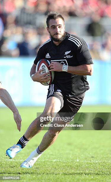 Andre Taylor of the New Zealand Maori All Blacks plays against Team Canada during the AIG Canada exhibition game at BMO Field on November 3, 2013 in...