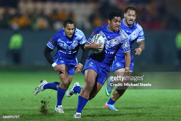 Anthony Milford of Samoa during the Rugby League World Cup Group B match between Papua New Guinea and Samoa at Craven Park Stadium on November 4,...