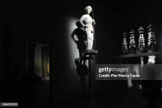 Some statues are displayed during the opening exhibition of new Grande Museo del Duomo on November 4, 2013 in Milan, Italy.The opening of the new...