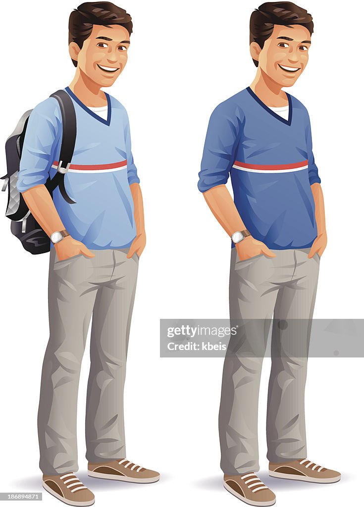 Male Student With Backpack