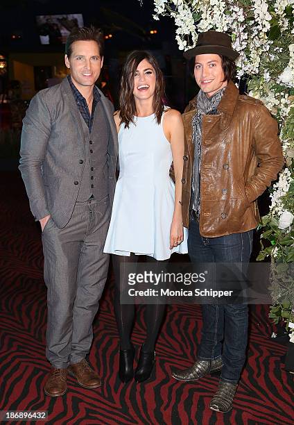 Actors Peter Facinelli, Nikki Reed and Jackson Rathbone attend the Twilight Forever Fan Experience Exhibit launch at Planet Hollywood Times Square on...