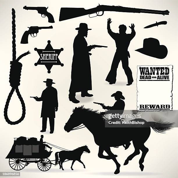 illustrations, cliparts, dessins animés et icônes de cowboys-shérif et outlaws, wild west - noeud coulant