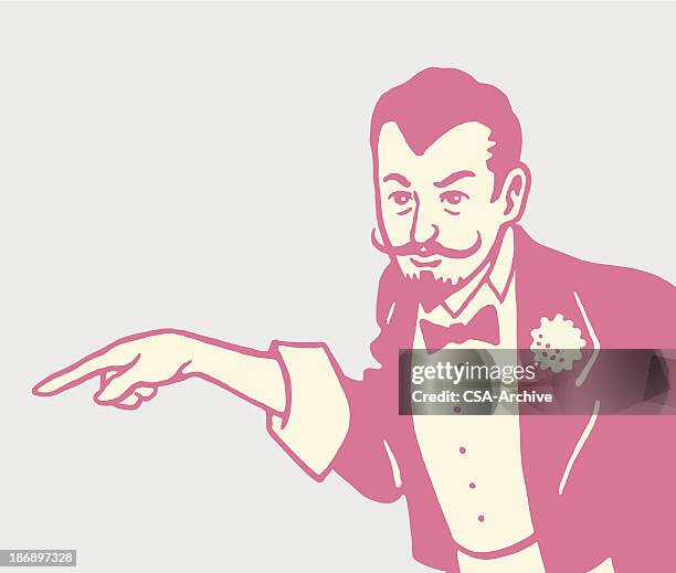 pointing magician - goatee stock illustrations
