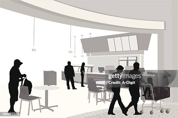 fast food folks - food court stock illustrations