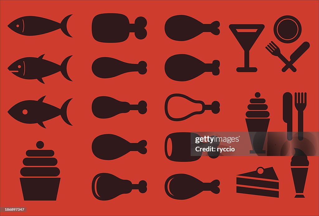Food outlines icon set